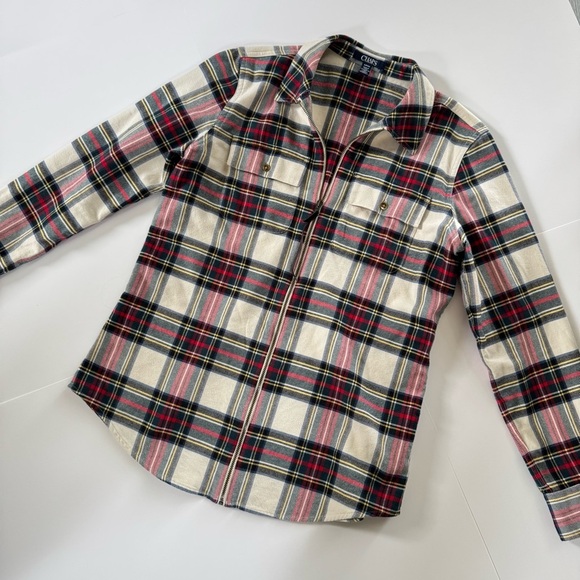 Vintage Chaps Zip Up Flannel Plaid Shirt Jacket Women’s Small - Picture 2 of 9